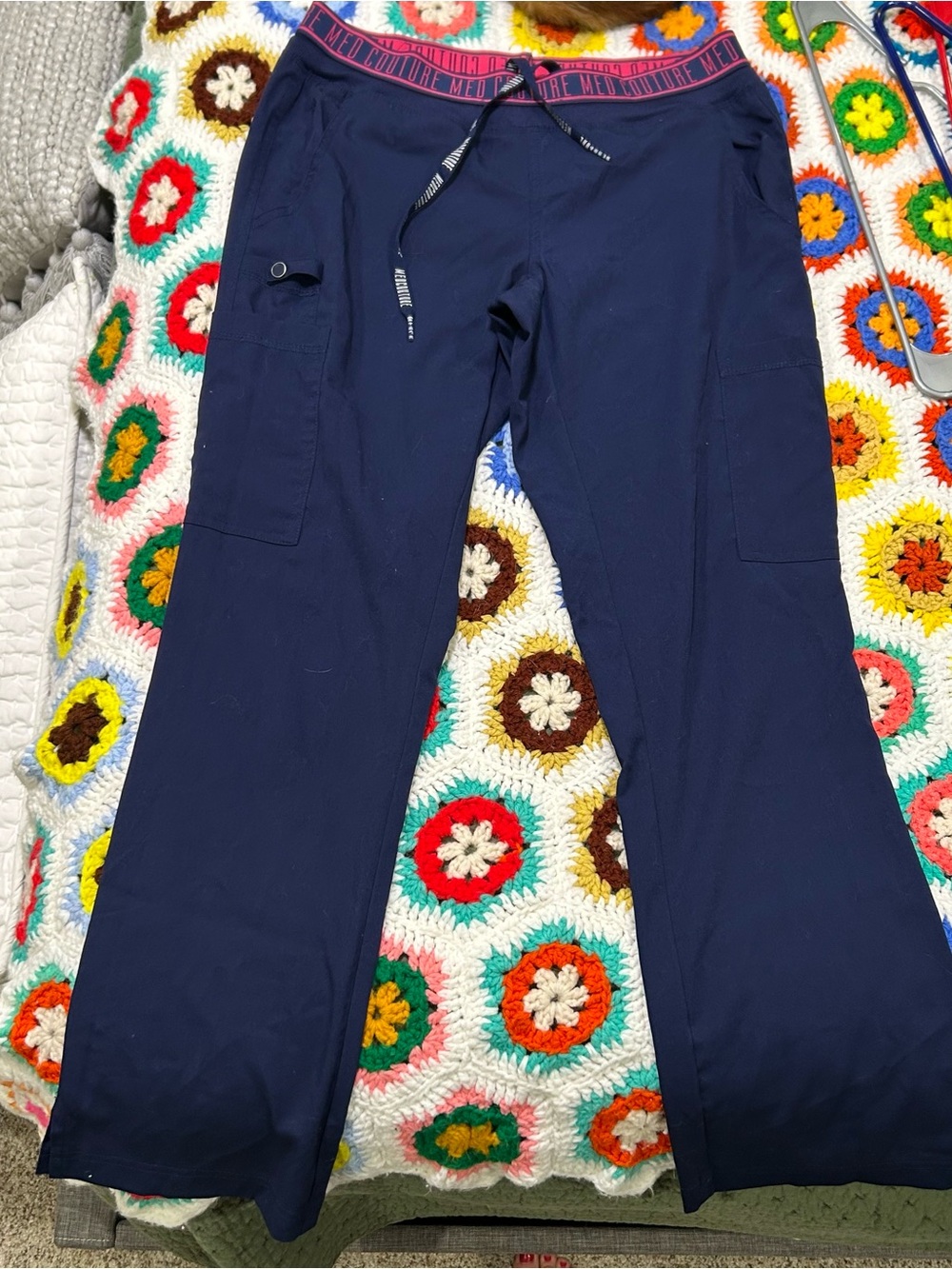 Med Couture Navy Drawstring Scrub Pants